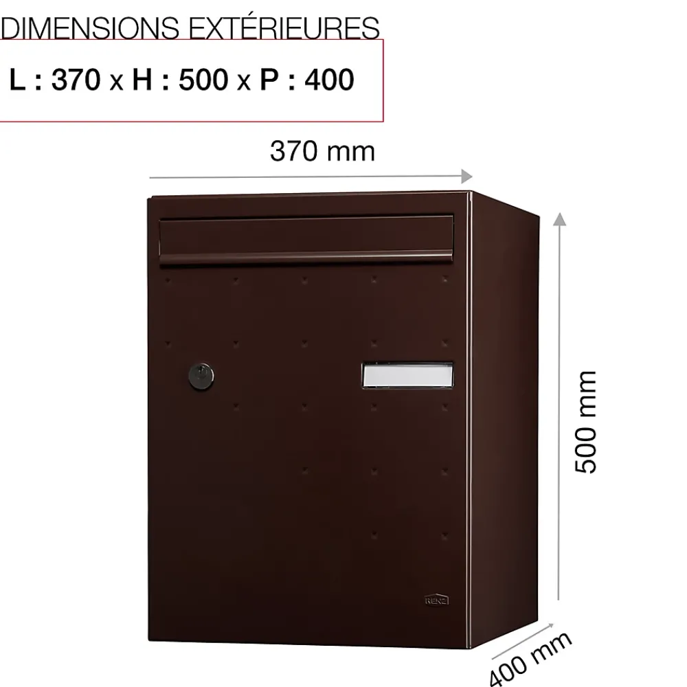 Renz Boite à colis Atout 1 porte Brun brillant RAL 8019 B