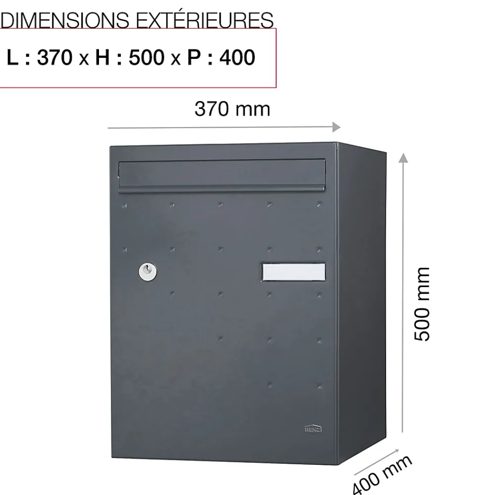 Renz Boite à colis Atout 1 porte gris anthracite mat sablé RAL 7016 MS