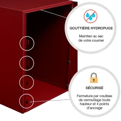 Renz Boîte À Colis-Boite à colis Atout 1 porte Rouge brillant RAL 3004 B