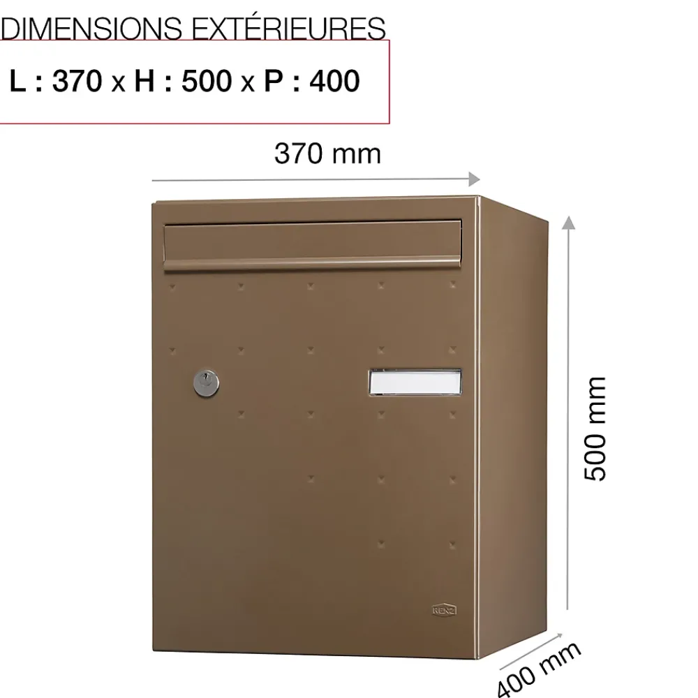 Renz Boite à colis Atout 1 porte Taupe brillant RAL 7006 B