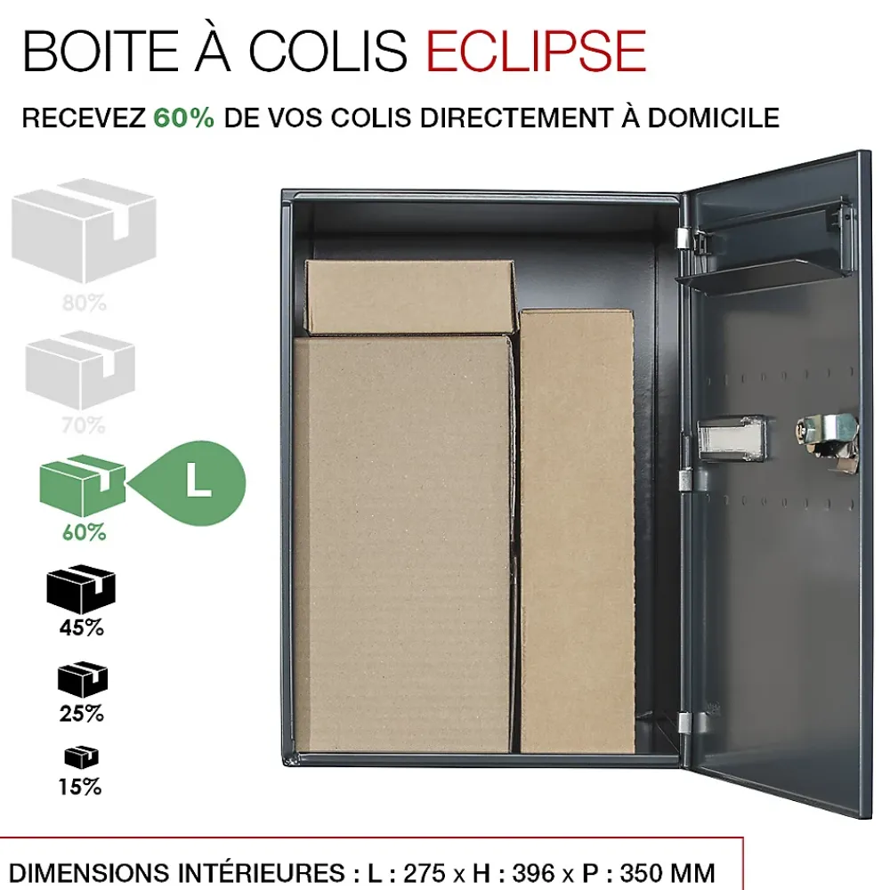 Renz Boîte À Colis-Boite à colis Eclipse 1 porte gris anthracite mat RAL 7016 M