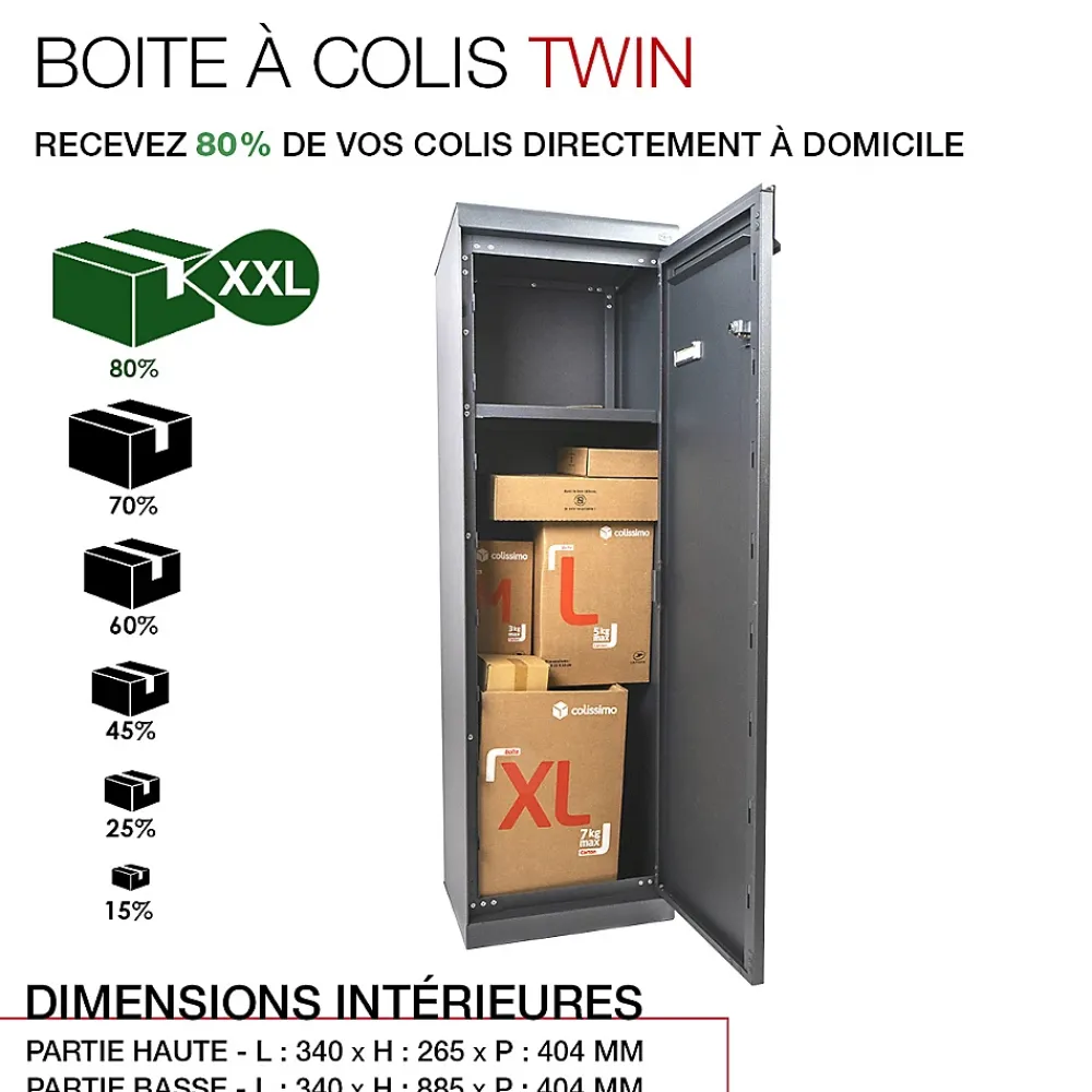 Renz Boite à colis Twin XL Gris anthracite 7016