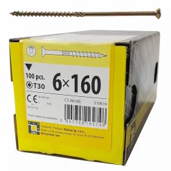 Domax BOITE DE 100 VIS À TÊTE FRAISÉE 6 x 160, EMPREINTE TORX