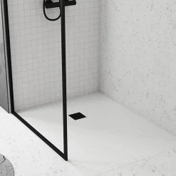 Galedo Evacuation De Douche|Bonde Pour Douche-Bonde carrée pour receveur de douche, 105mm, sortie verticale Ø50mm, noir, Showerplate