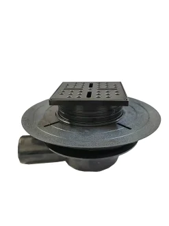 Galedo Evacuation De Douche|Bonde Pour Douche-Bonde carrée pour receveur de douche, 105mm, sortie horizontale Ø50mm, noir, Showerplate