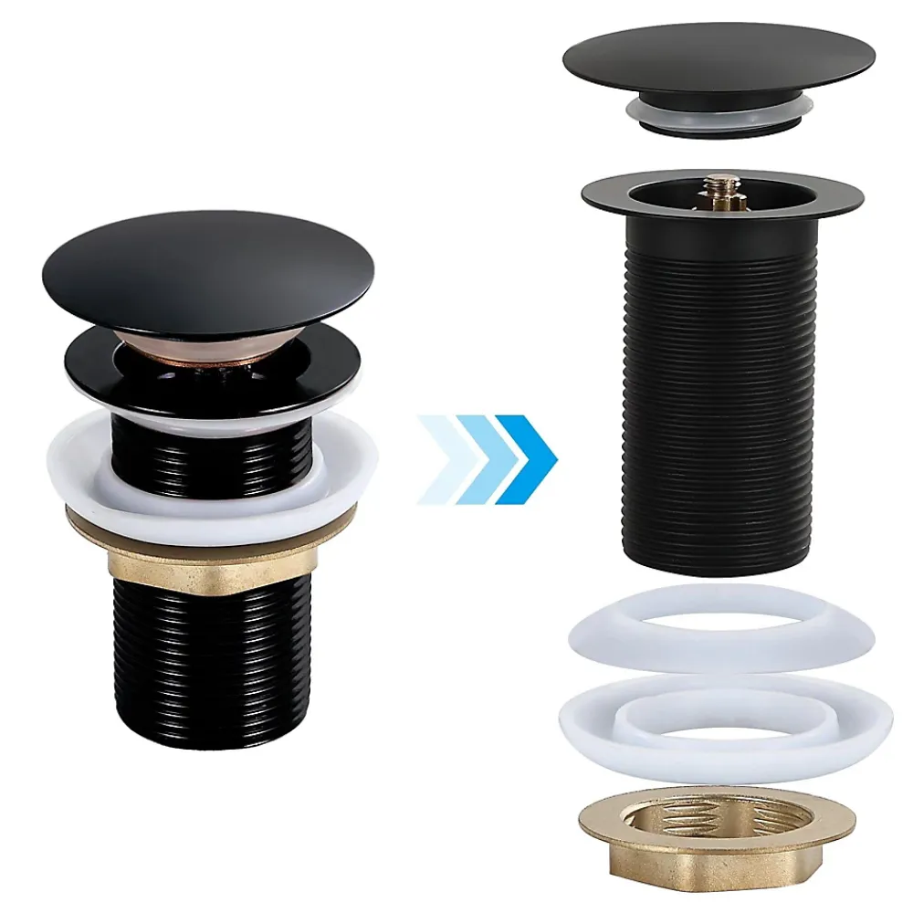 Dileci Evacuation De Lavabo-Vasque-Bonde clic-clac - Push System - Coloris Noir mat