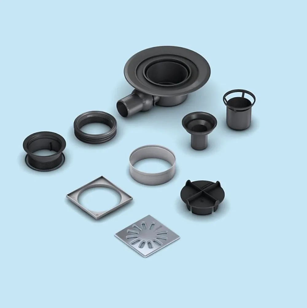 Wedi Bonde de douche sortie horizontale avec grille carrée