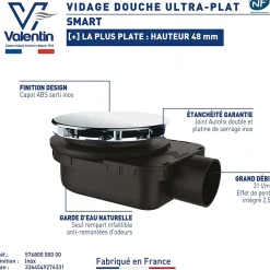 Valentin Bonde de douche ultra plate Smart Ø90mm