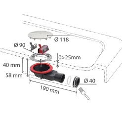 Wirquin Evacuation De Douche|Bonde Pour Douche-Bonde de douche SLIM + ø40 mm dôme ABS.
