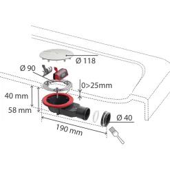 Wirquin Evacuation De Douche|Bonde Pour Douche-Bonde de douche SLIM + ø40 mm dôme métal
