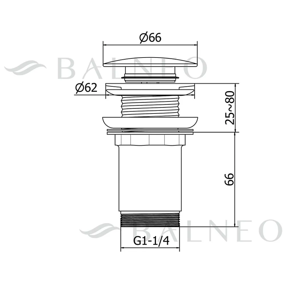 Balneo Evacuation De Lavabo-Vasque-Bonde de lavabo en laiton Click-Clack modèle K LONG universelle pour lavabo 1/4 de pouce sans trop-plein chromée