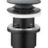 Rousseau Evacuation De Lavabo-Vasque-Bonde de lavabo ø 63 mm avec clapet clic clac ou fixe effet graphite mat noir
