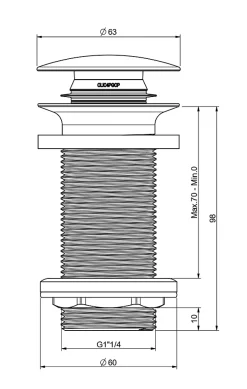 Rousseau Evacuation De Lavabo-Vasque-Bonde de lavabo ø 63 mm avec clapet clic clac blanc sans trop plein