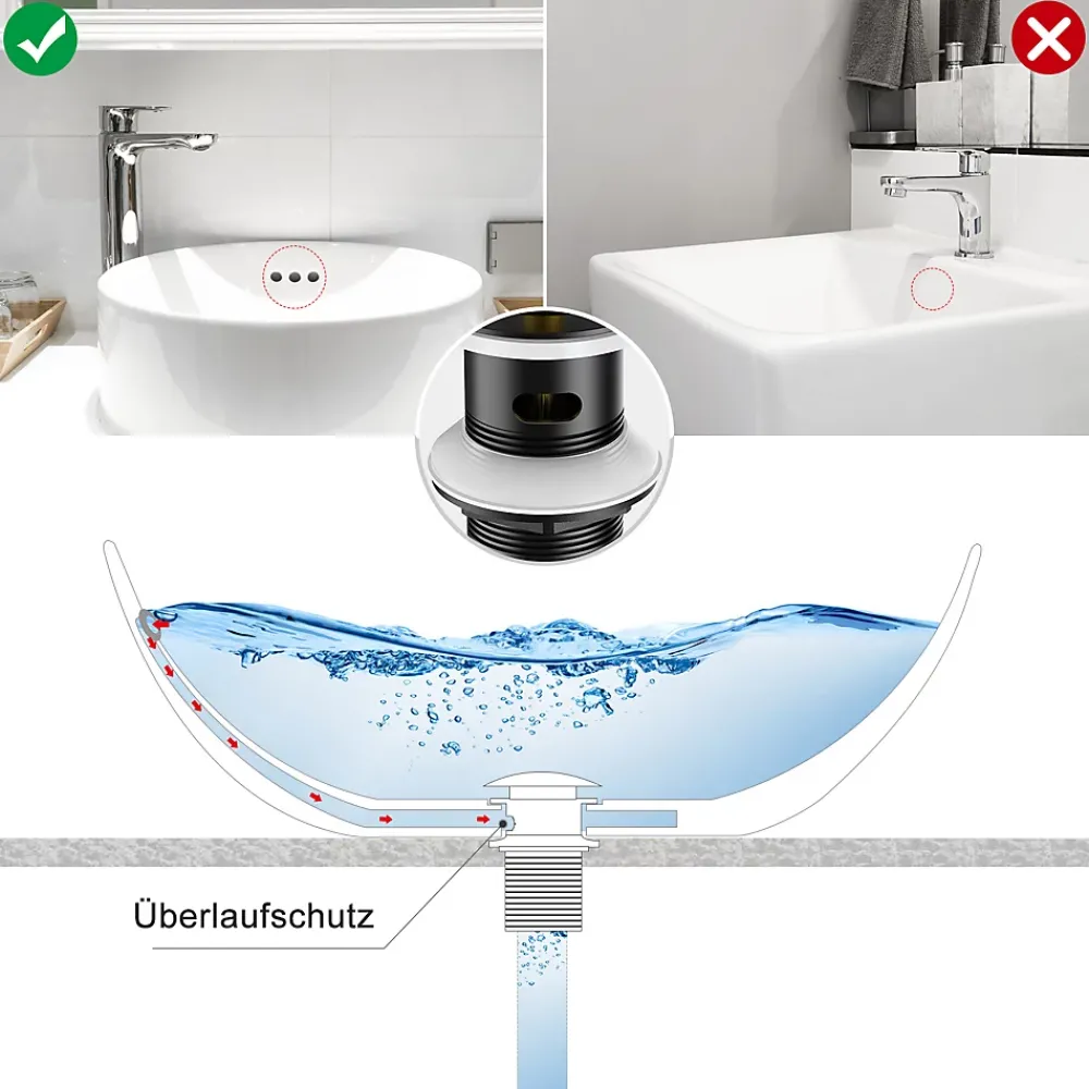 Auralum Max Evacuation De Lavabo-Vasque-Bonde de Lavabo Pop Up en Laiton Universel AntiBlocage G 1-1/4"