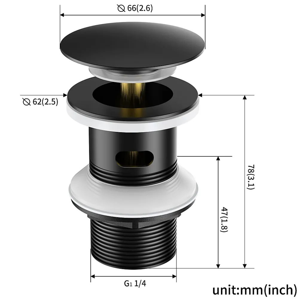Auralum Max Evacuation De Lavabo-Vasque-Bonde de Lavabo Pop Up en Laiton Universel AntiBlocage G 1-1/4"