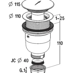 Nicoll Bonde de receveur de douche sortie verticale 90 mm avec capot en ABS Chromé