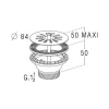 Nicoll Evacuation D'Évier-Bonde et vidage plastique à grille pour éviers et synthèse - Diamètre extérieur: 84 mm - Sortie: 1"1/2 - Perçage cuve: 60 mm - BL