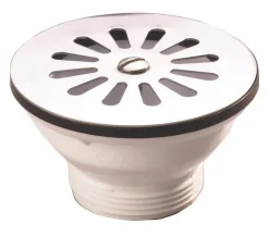 Nicoll Evacuation D'Évier-Bonde et vidage plastique à grille pour éviers et synthèse - Diamètre extérieur: 84 mm - Sortie: 1"1/2 - Perçage cuve: 60 mm - BL