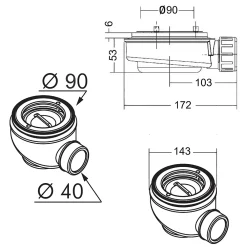 Sanycces Bonde extra-plate horizontale diam90 mm pour receveur de douche