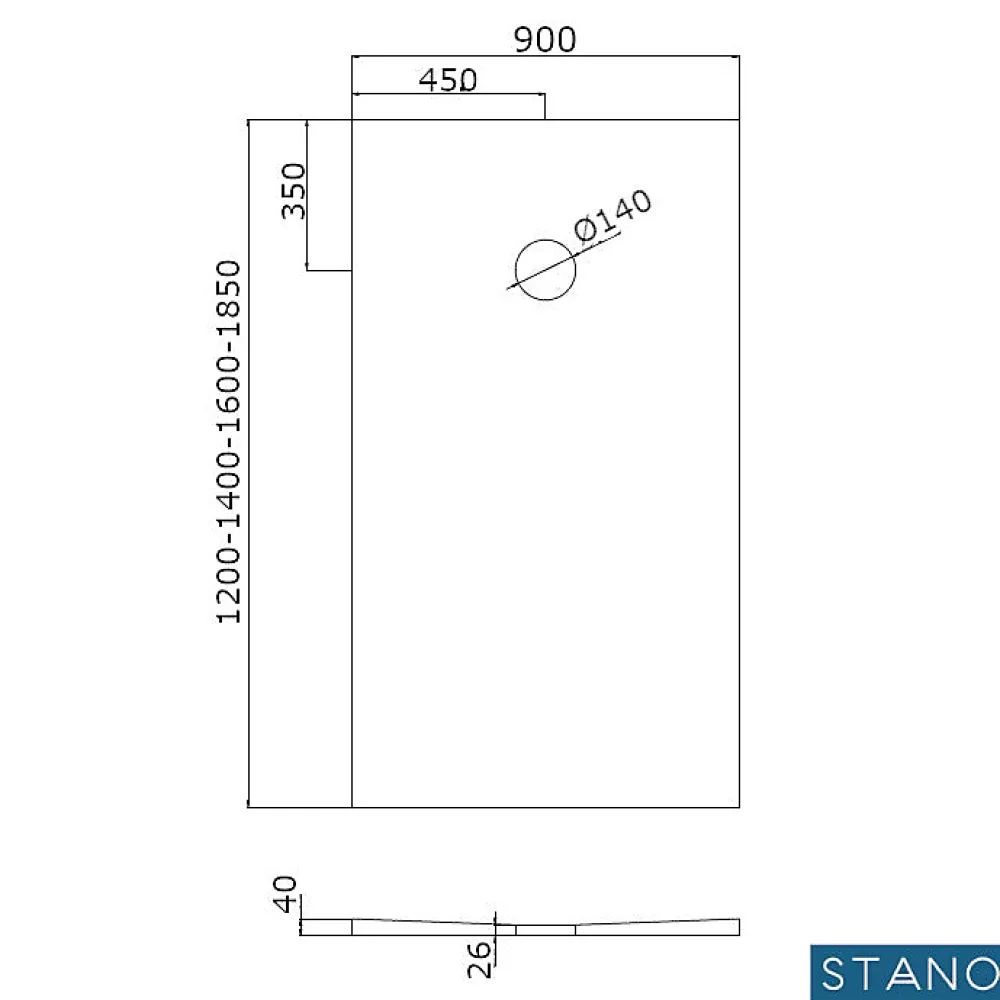 Stano Bonde horizontale DINO pour receveurs à carreler avec grille en acier inoxydable