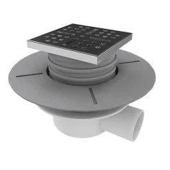 Stano Bonde horizontale DINO pour receveurs à carreler avec grille en acier inoxydable