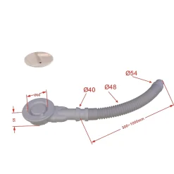 AICA Sanitaire Evacuation De Douche-Bonde Siphon extra-plat avec tuyau flexible - Diamètre 90 mm - Siphon de douche - Installation facile et gain de place
