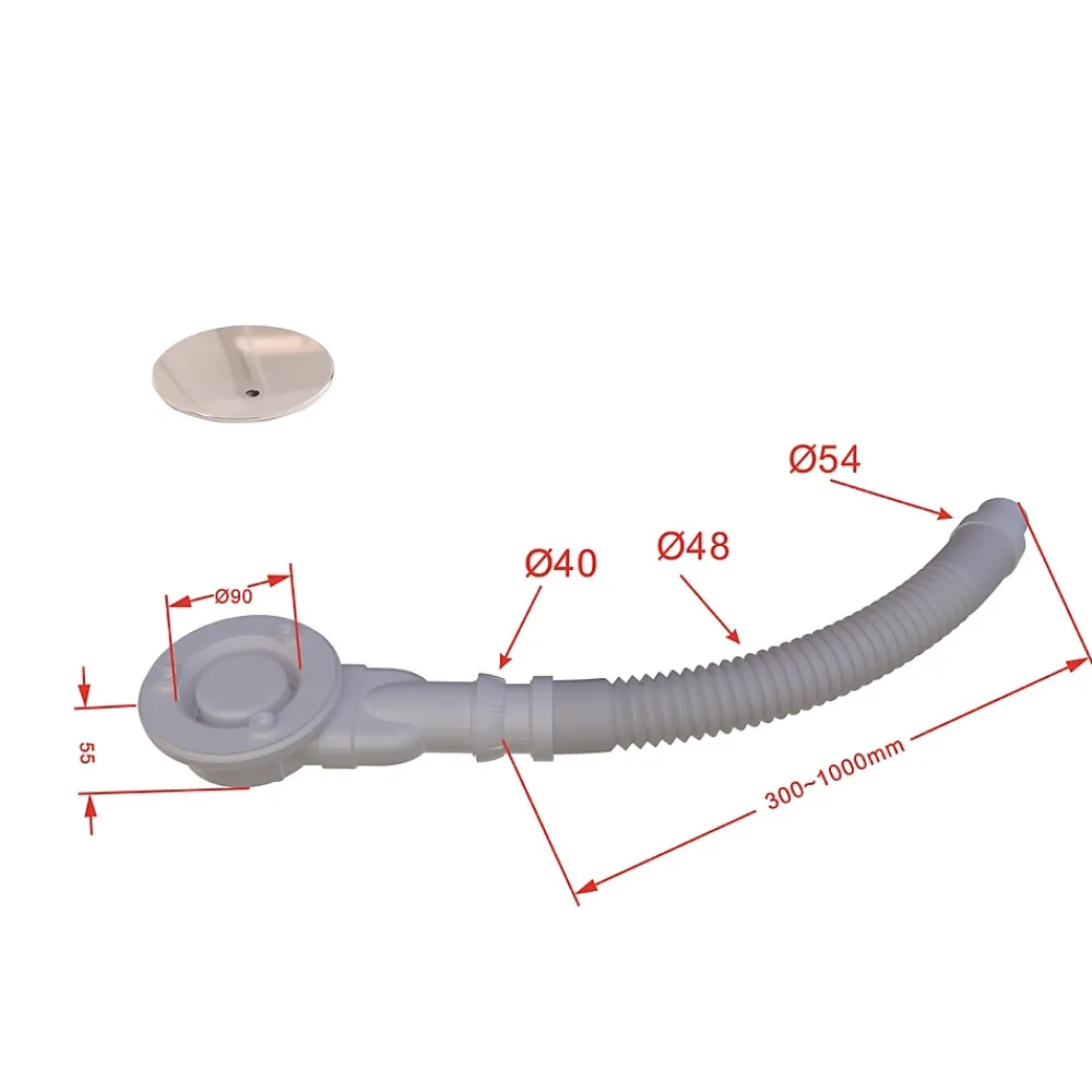 AICA Sanitaire Evacuation De Douche-Bonde Siphon extra-plat avec tuyau flexible - Diamètre 90 mm - Siphon de douche - Installation facile et gain de place