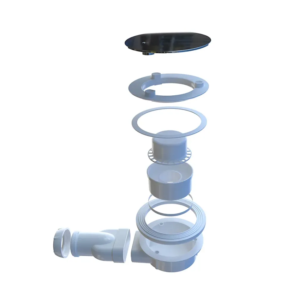 AICA Sanitaire Evacuation De Douche-Bonde Siphon extra-plat avec tuyau flexible - Diamètre 90 mm - Siphon de douche - Installation facile et gain de place