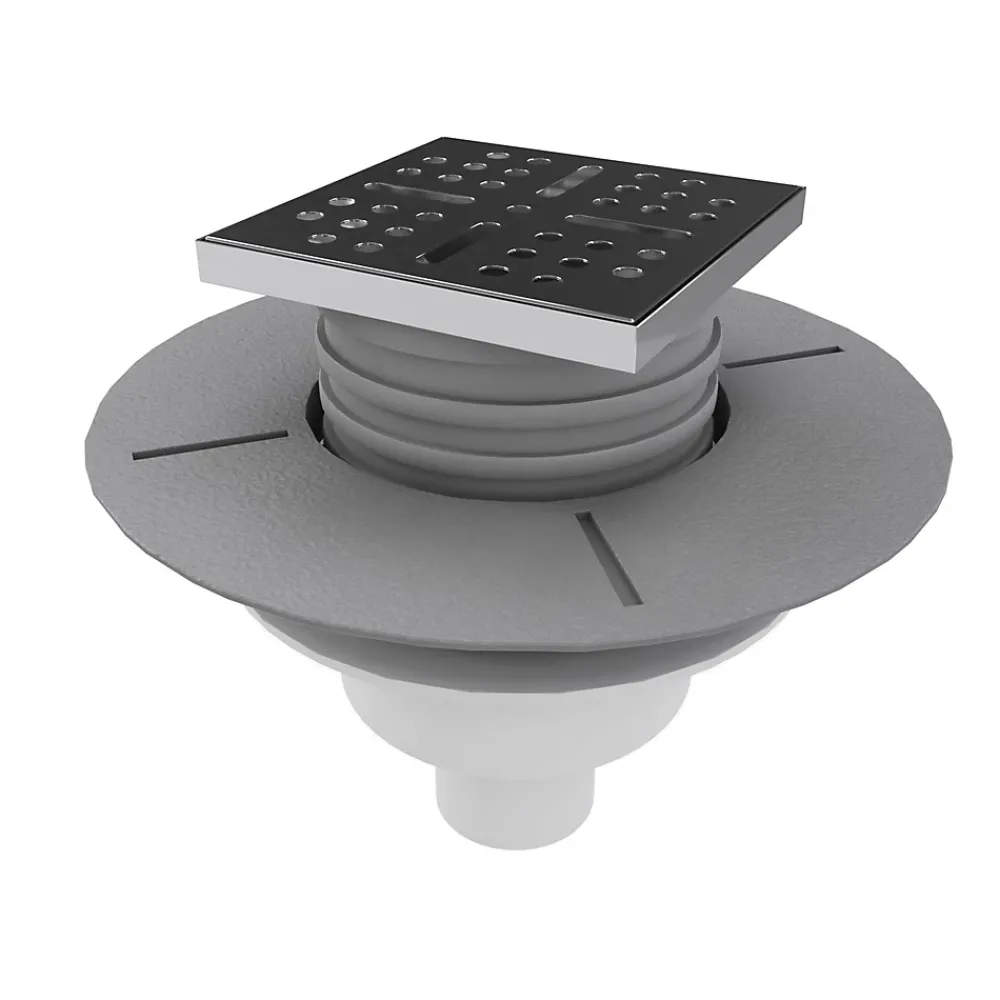 Stano Evacuation De Douche-Bonde verticale DINO pour receveurs à carreler avec grille en acier inoxydable
