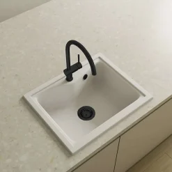 Poalgi Evacuation D'Évier-Bonde évier 1 cuve avec vidage automatique diamètre 90 mm couleur noir