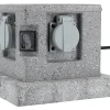 Zenitech Borne de jardin extérieure 4 prises + 2 interrupteurs 5 m horizontal