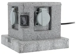 Zenitech Borne de jardin extérieure 4 prises + 2 interrupteurs 5 m horizontal