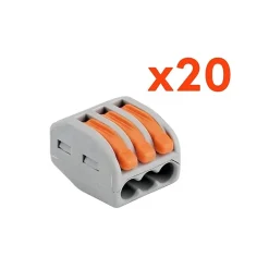 Silamp Accessoire De Raccordement-Borne de raccordement à levier 3 entrées avec serre câble (Pack de 20) -