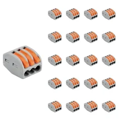 Silamp Accessoire De Raccordement-Borne de raccordement à levier 3 entrées avec serre câble (Pack de 20) -