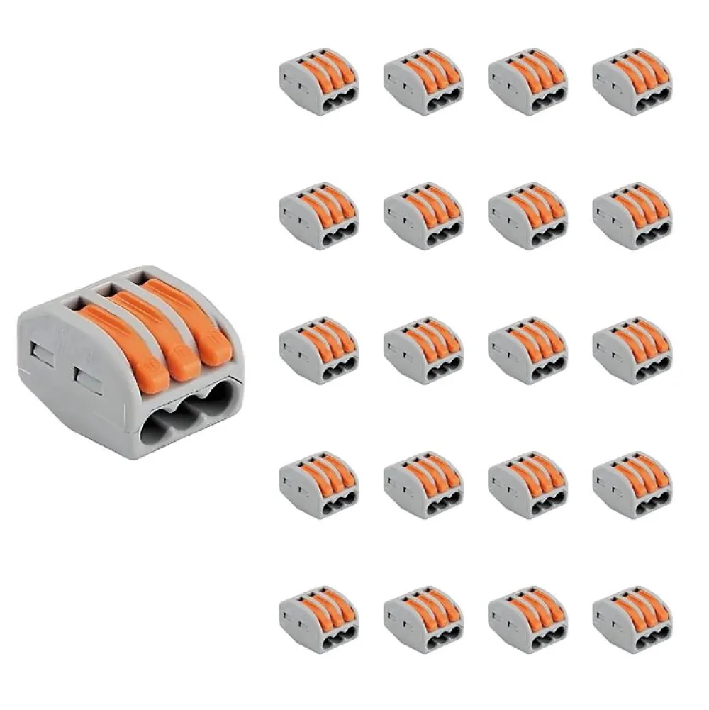 Silamp Accessoire De Raccordement-Borne de raccordement à levier 3 entrées avec serre câble (Pack de 20) -