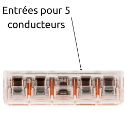 Wago Borne de raccordement S221 5 conducteurs - leviers 4mm² -