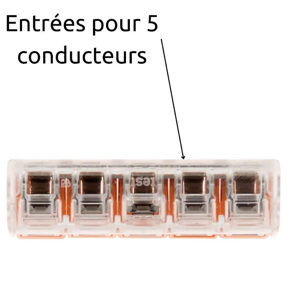 Wago Borne de raccordement S221 5 conducteurs - leviers 4mm² -