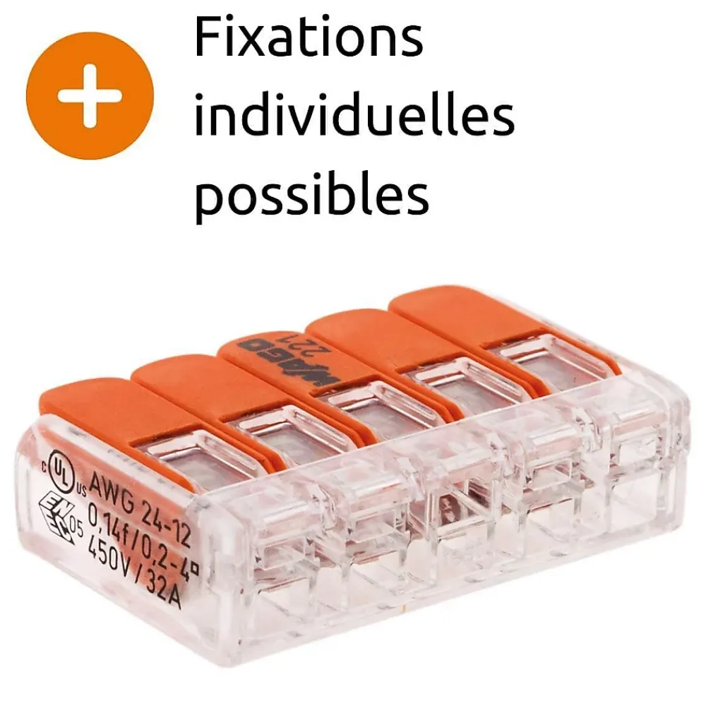 Wago Borne de raccordement S221 5 conducteurs - leviers 4mm² -