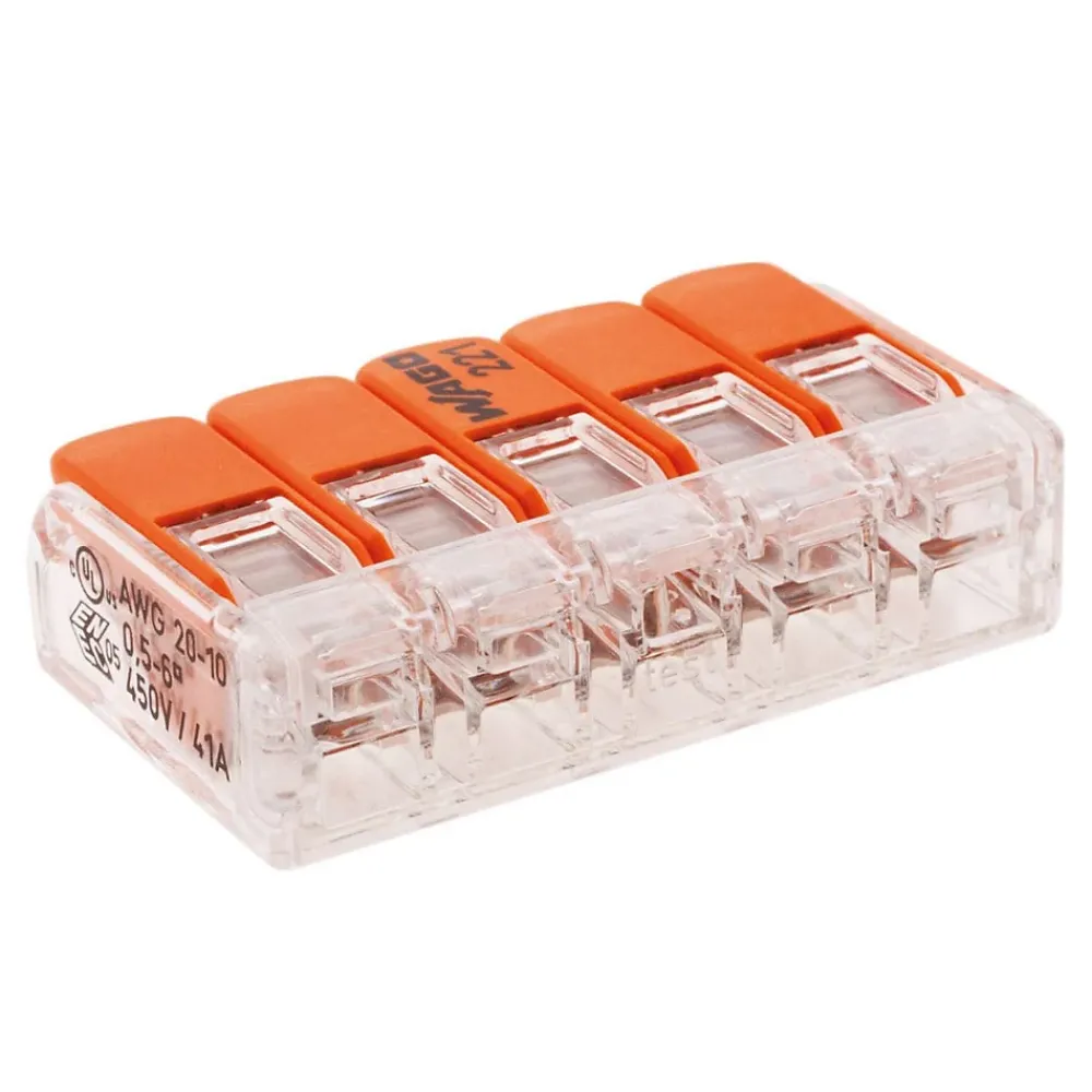 Wago Borne de raccordement S221 5 conducteurs - leviers 4mm² -
