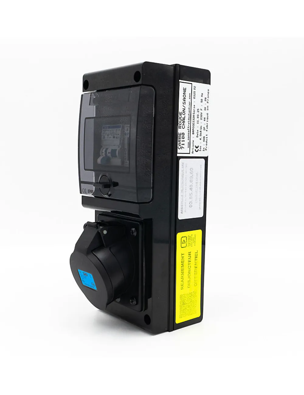 Carré Rouge Borne De Recharge Avec Prise Europe 32a Complète Avec Protections Et Compteur