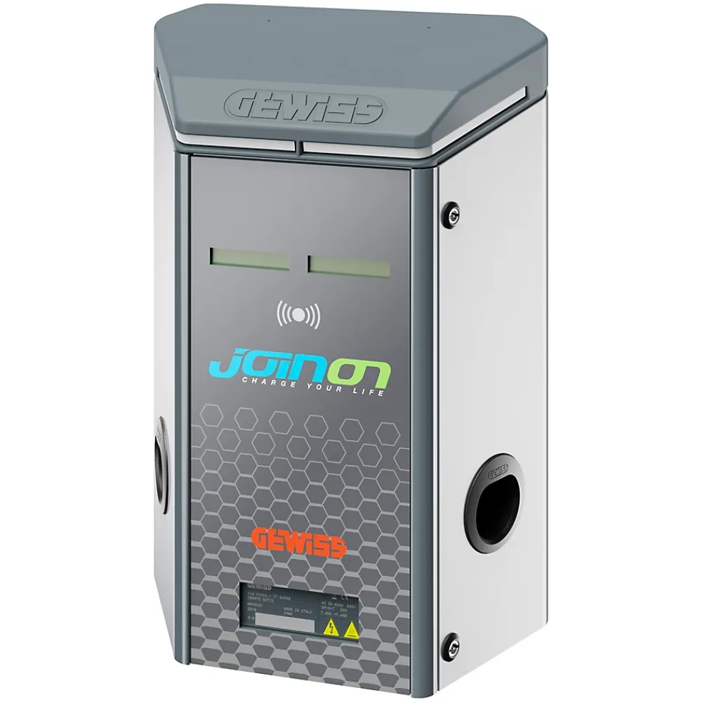 Gewiss Borne Recharge Voiture Électrique-Borne murale I-ON RFID 4G + Ethernet 1 x 22 kW Type 2S + 1 2P+T NF Compteur MID IP55 - - GWJ2133W