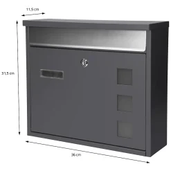 Ml-Design Boîte aux lettres anthracite-argent avec support métallisé 120cm+ kit de montage