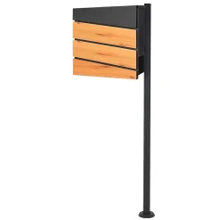 Ml-Design Boîte Aux Lettres 1 Porte-Boîte aux lettres anthracite / imitation bois avec support acier et kit montage