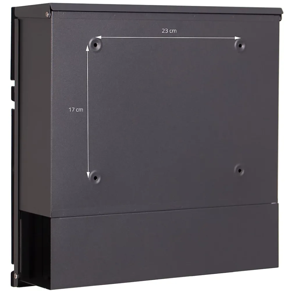 Ml-Design Boîte Aux Lettres 1 Porte-Boîte aux lettres anthracite / triangle noir aspect marbre avec support argenté