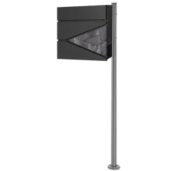 Ml-Design Boîte Aux Lettres 1 Porte-Boîte aux lettres anthracite / triangle noir aspect marbre avec support argenté
