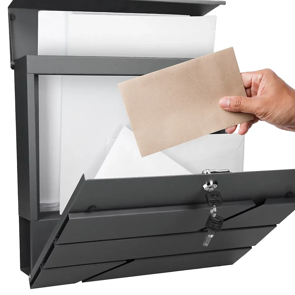 ECD Germany Boîte Aux Lettres 1 Porte-Boîte aux lettres avec support mailbox blanc moderne avec 2 clés incluses