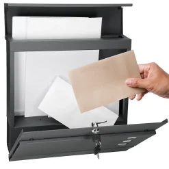 ECD Germany Boîte Aux Lettres 1 Porte-Boîte aux lettres avec support mailbox anthracite moderne avec 2 clés incluses