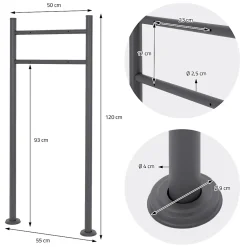 ECD Germany Boîte Aux Lettres 1 Porte-Boîte aux lettres avec support boîte postale anthracite/argent sur pieds +2 clés
