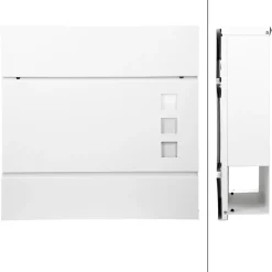 ECD Germany Boîte Aux Lettres 1 Porte-Boîte aux lettres blanc sur pied argenté acier revêtu par poudre porte-journaux