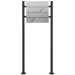 Ml-Design Boîte Aux Lettres 1 Porte-Boîte aux lettres gris clair avec support boîte postale sur pieds acier + 2 clés